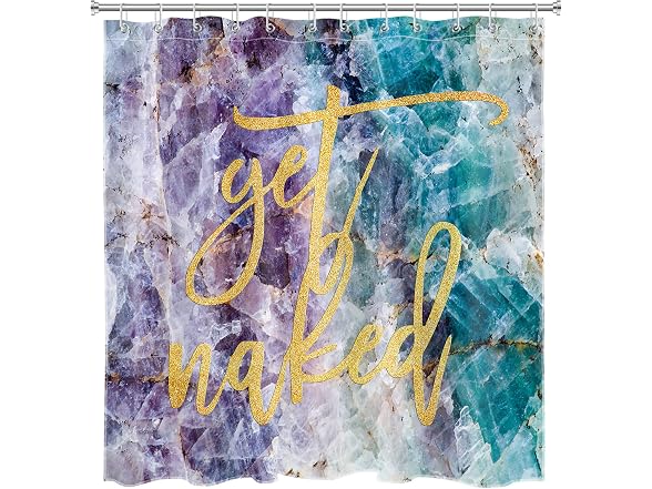 LB Get Naked Marble Shower Curt with Hooks