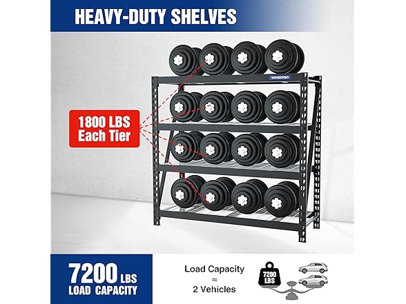 WORKPRO 4-Tier Wide Garage Shelf 68x24