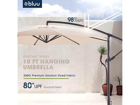 BLUU BANYAN 10 FT Patio Offset Umbrella