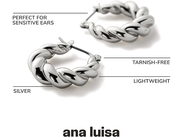 Ana Luisa Twisted Huggie Silver Earrings