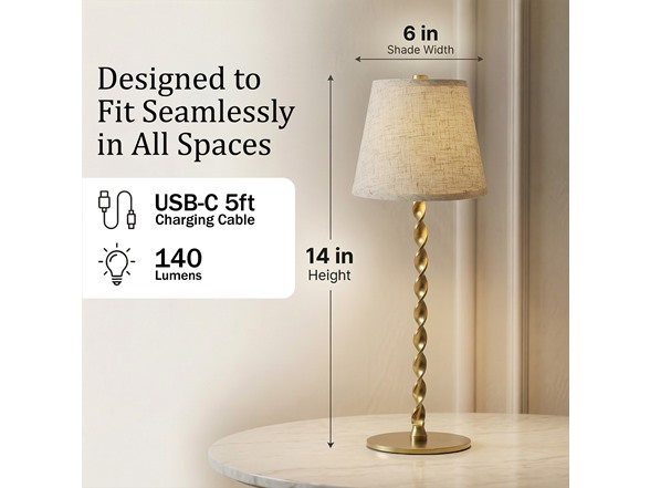 Twist Stem Smooth Linen Shade Lamp