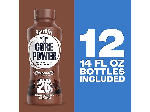 12PK Core Power Protein Shake, Chocolate, 14oz