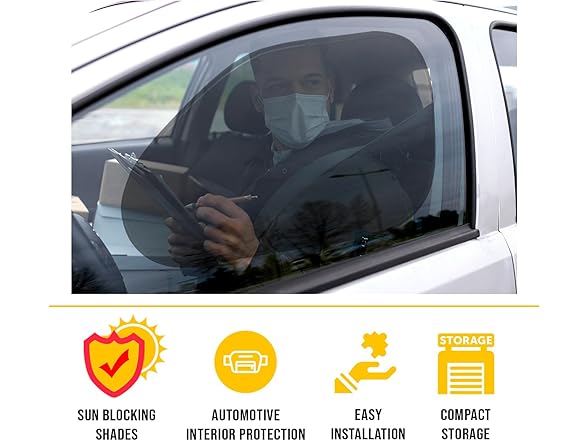 Zone Tech SS0019 Side Window Cling On Sun Shades- 2-Pack Bl