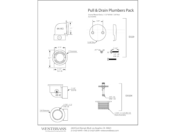 Westbrass A572-01 1-1/2" 40 PVC Pull & Drain Plumber's Pack