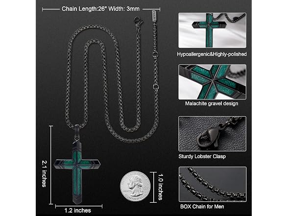 Malachite Cross Necklace