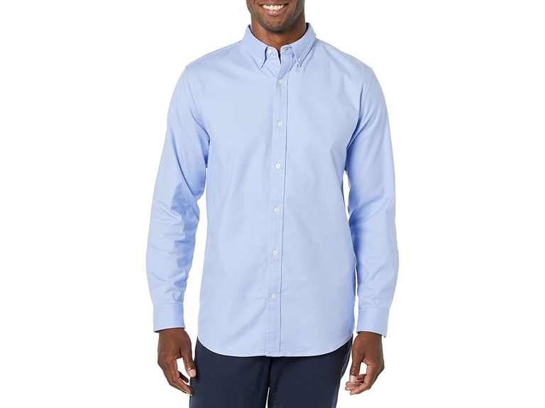 Amazon Essentials Men's Oxford Shirt, Slim-Fit Stretch, Long-Sleeve, Button Up, Powder Blue, XX-Large