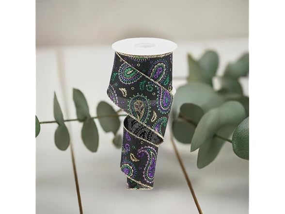 Paisley Wired Edge Ribbon - 10 Yards (2.5
