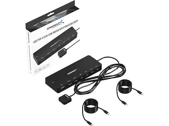 SABRENT USB-C KVM Switch 1PC to 2 Displays