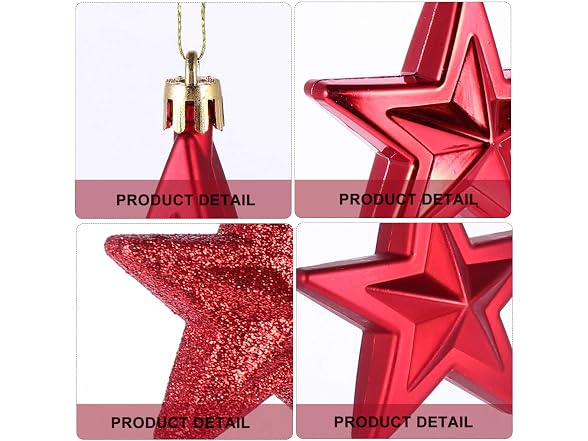 ABOOFAN 18Pcs Christmas Tree Hanging Ornaments Glitter Star