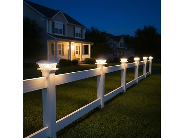 Home Zone Security 4-Pack Crown Style Solar Powered Post Cap Light