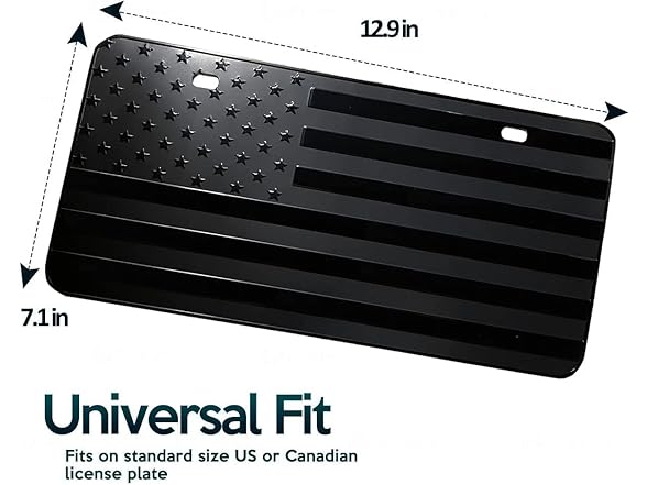 Zone Tech Monochrome USA Flag License, 2 Pack