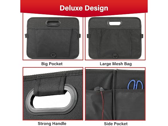Simple Deluxe Car Trunk Organizer, Large Size, Black 