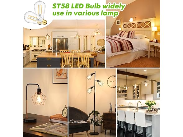Kondras B0CGV7LB8H 7W ST58 Edison Bulbs Warm
