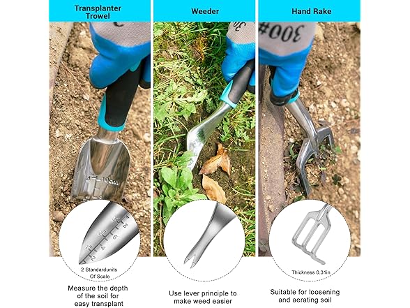 11-Piece Stainless Steel Garden Tool Set