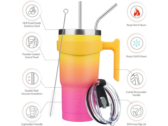 BJPKPK 20 oz Tumbler with Handle & Straw