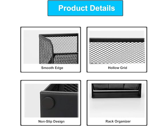 Wellerly Mesh Desk Pencil Organizer, Storage