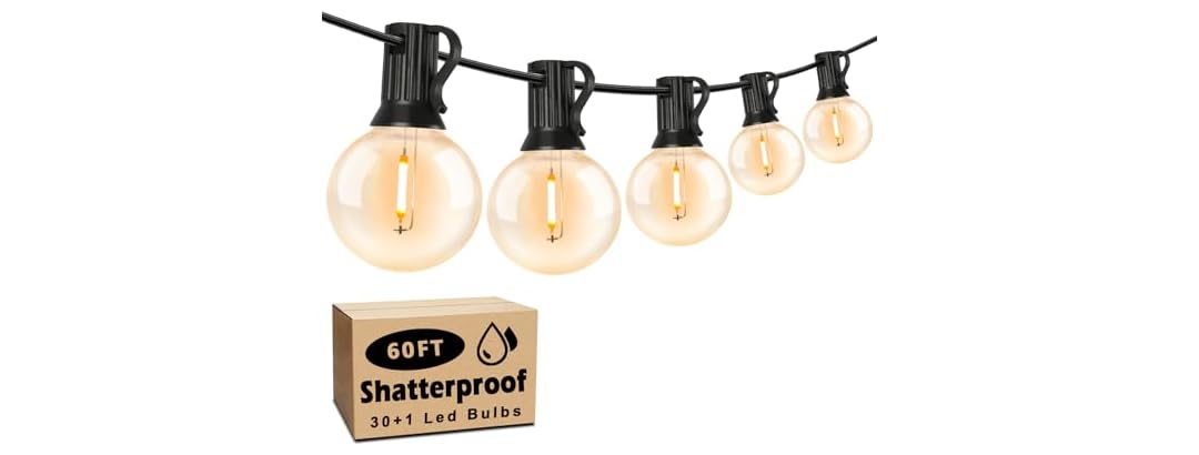 60FT Outdoor String Lights Waterproof