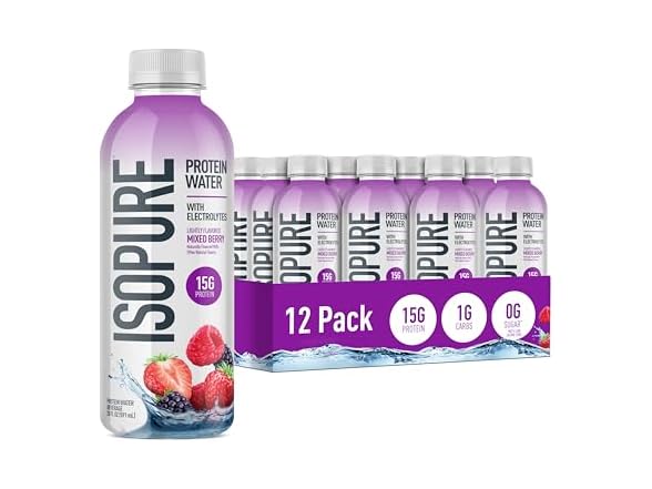 12PK Isopure Clear Protein Water Electrolytes, Berry