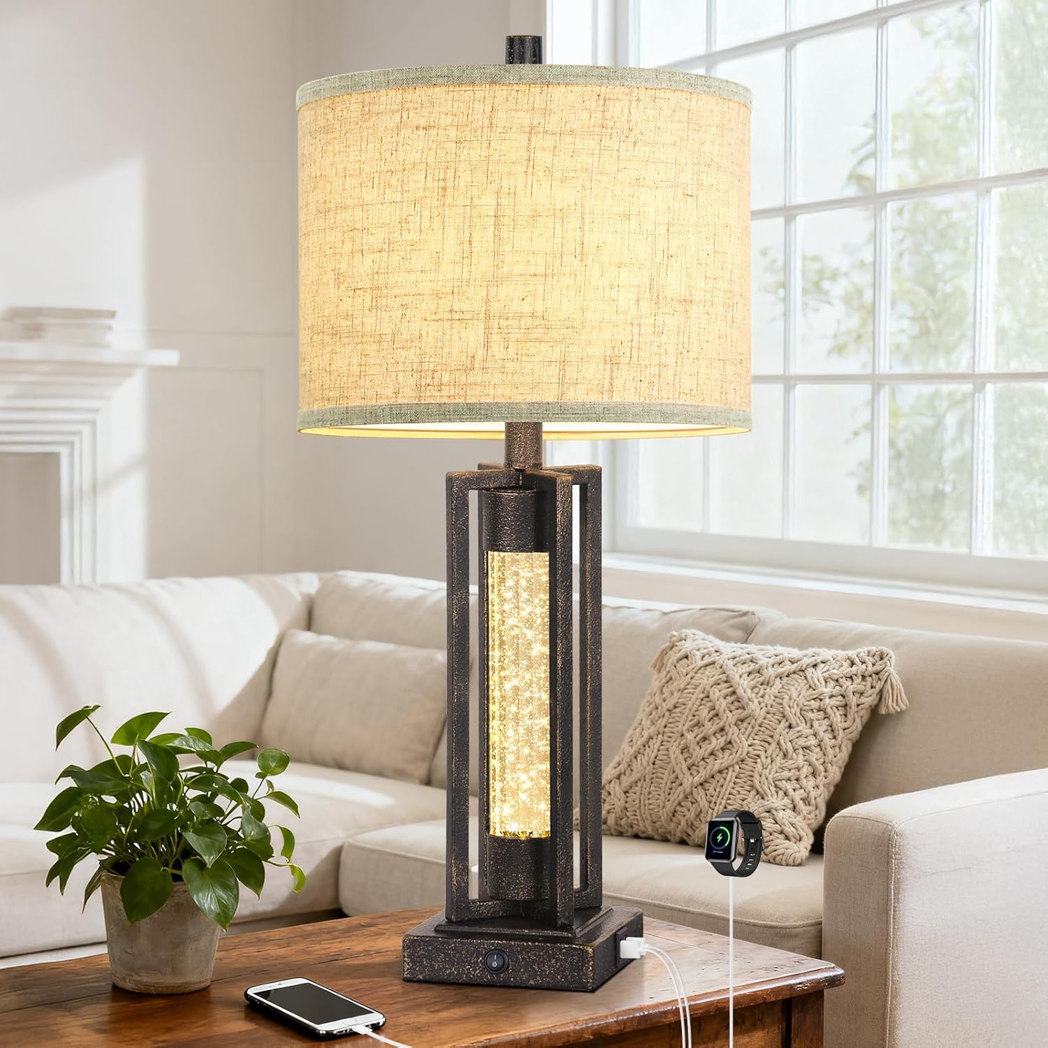 TOBUSA 26’’ Farmhouse Table Lamp for Living Room - Gallery 8