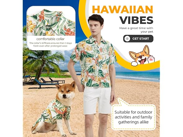 Dog Shirt Hawaiian Dog and Cat Summer T-Shir