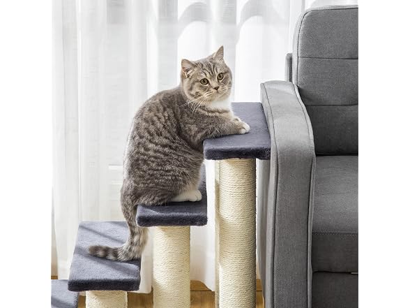 PawHut Cat Tree with 4 Steps for High Beds Couch
