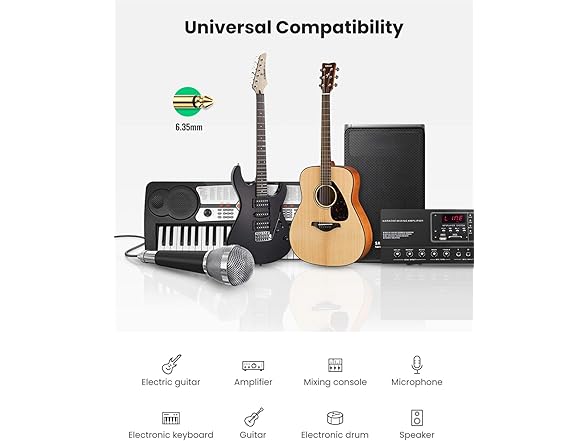 UGREEN Premium 6.35mm Mono Jack 1/4" TS