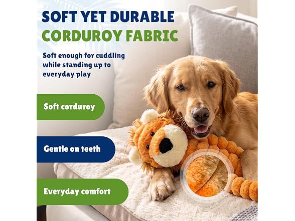 Bow Wow Pet Bow Wow Pet Corduroy Lion Stuffed Dog