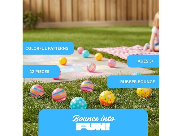 Dots & Stripes Bouncing Ball 12 Pieces