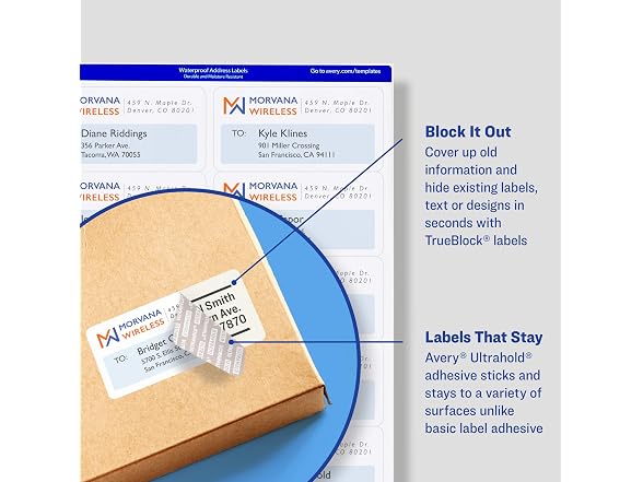 Avery Waterproof Labels with Ultrahold Adhesive, 2" x 4", Laser, 2PK