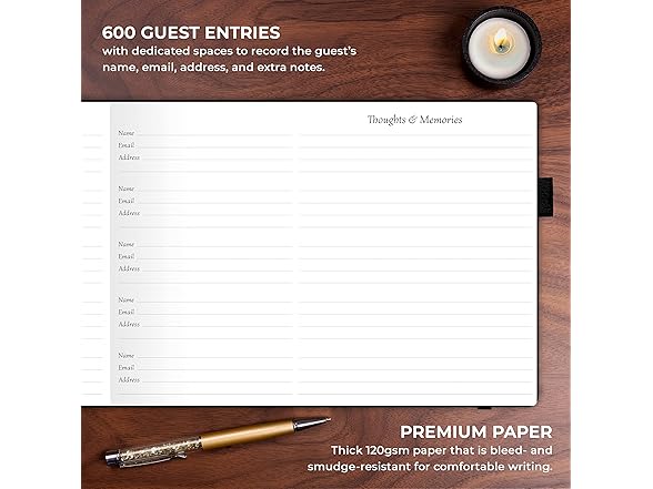 Funeral Guest Book 600 Entries Hardcover