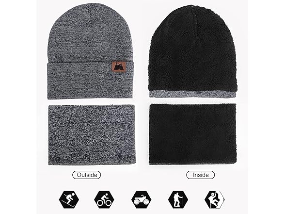 Mysuntown Beanie Hat Scarf Gloves Set Grey