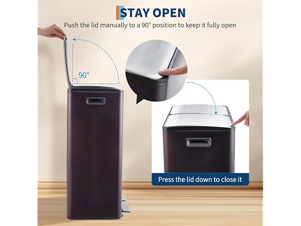 OUTLANE 16 Gal Dual Recycling Bin Brown
