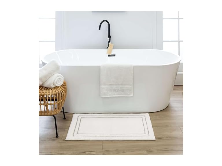 Mohawk Home Corona Casual Geometric White 2' X 3' 4" Bath Mat Perfect for Bathroom