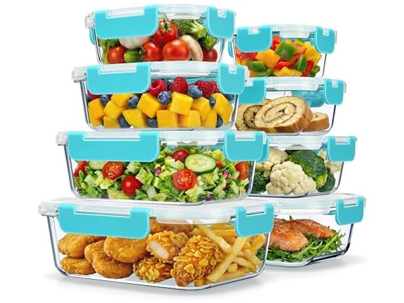 Emporio Kitchen Borosilicate Glass Food Storage Containers with Lids 16 Pieces