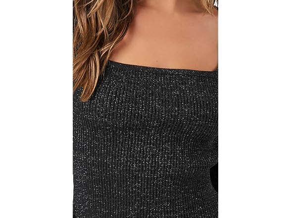 Forever 21 (L) Glitter Sweater-Knit Crop Top