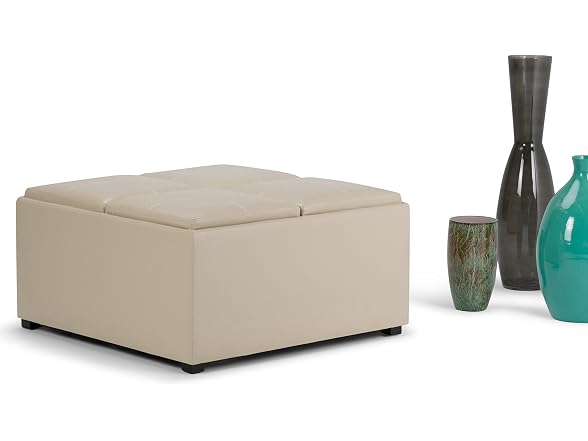 SIMPLIHOME Ellis 36" Leather Ottoman