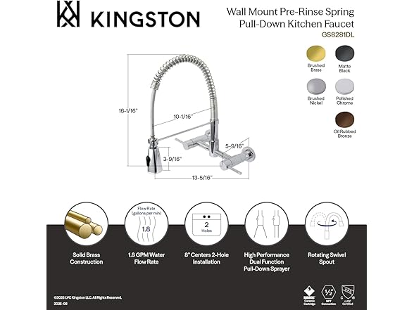 Gourmetier GS8288DL Concord 2-Handle Wall Mount