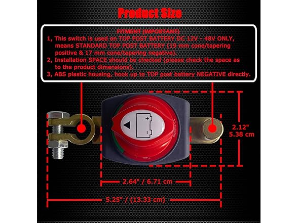 Ampper W1265 Top Post Battery Disconnect Switch