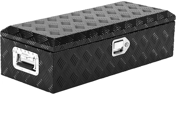 MOVECOM Heavy Duty Aluminum Diamond Plate Tool Box Silver