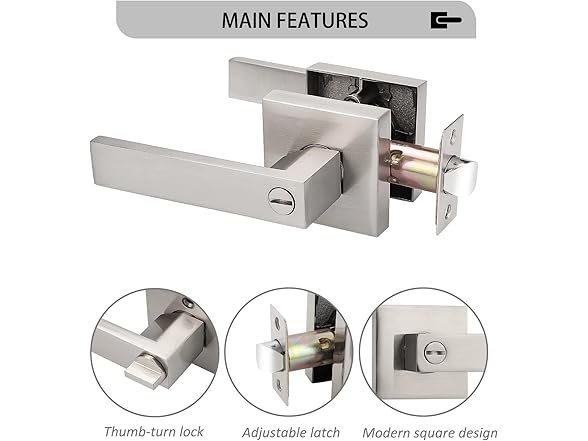 Probrico 6 Pack 6 Pack Square Privacy Door Levers Satin Nick