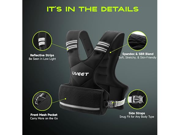 Liveet Adjustable Weighted Vest 20-32lb