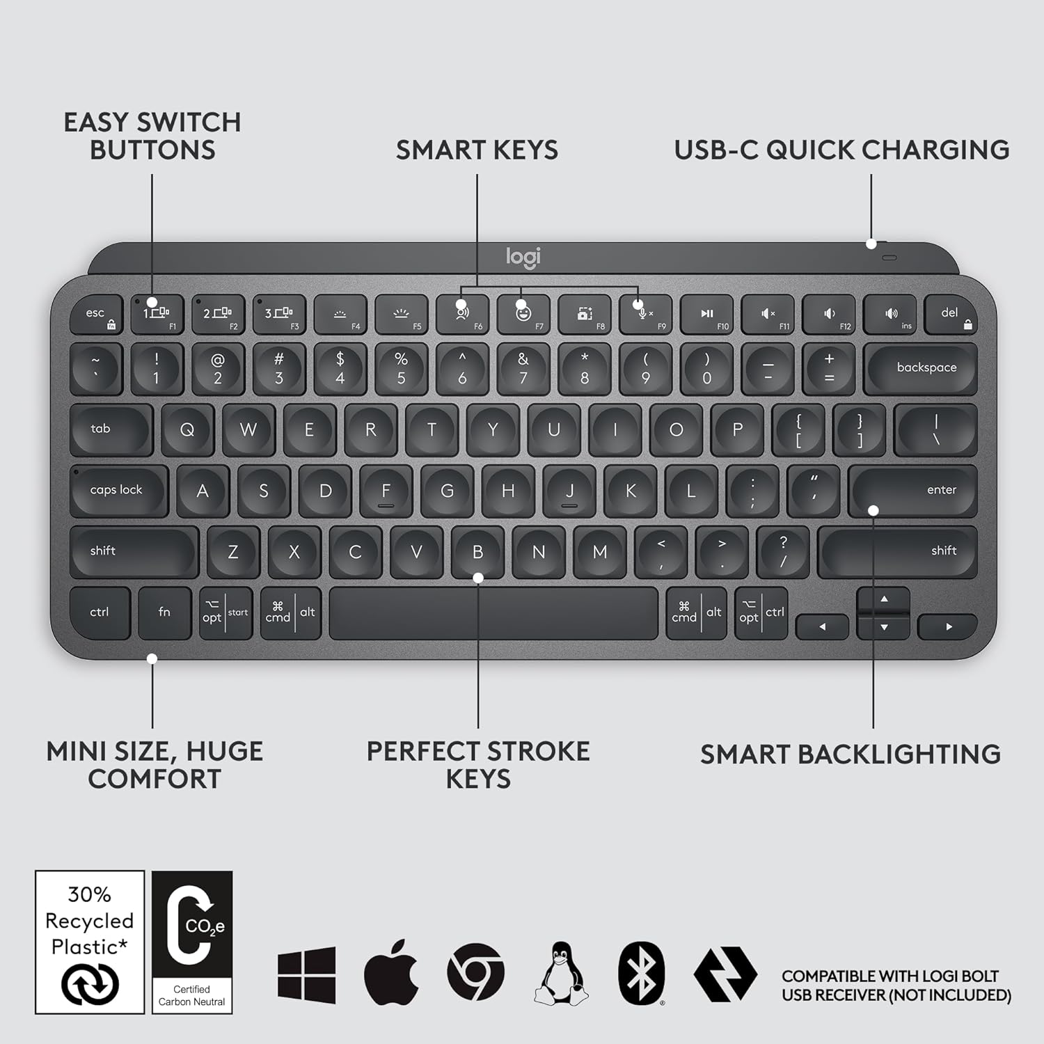 Logitech MX Keys Mini Wireless Keyboard - Gallery 16