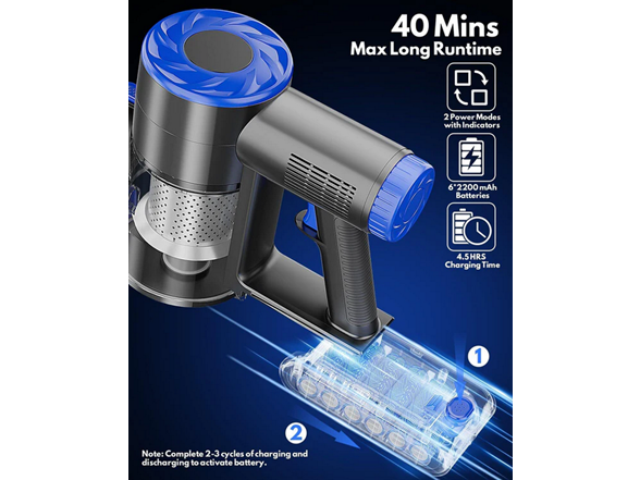 HOTAWELI Cordless Vacuum Cleaner - Gray/Blue