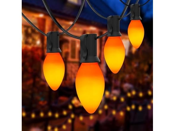 C7 LED Orange Halloween Lights, 25Ft
