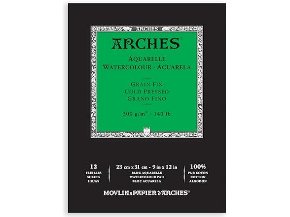 Arches Watercolor Pad, Cold Press, 9x12 inche