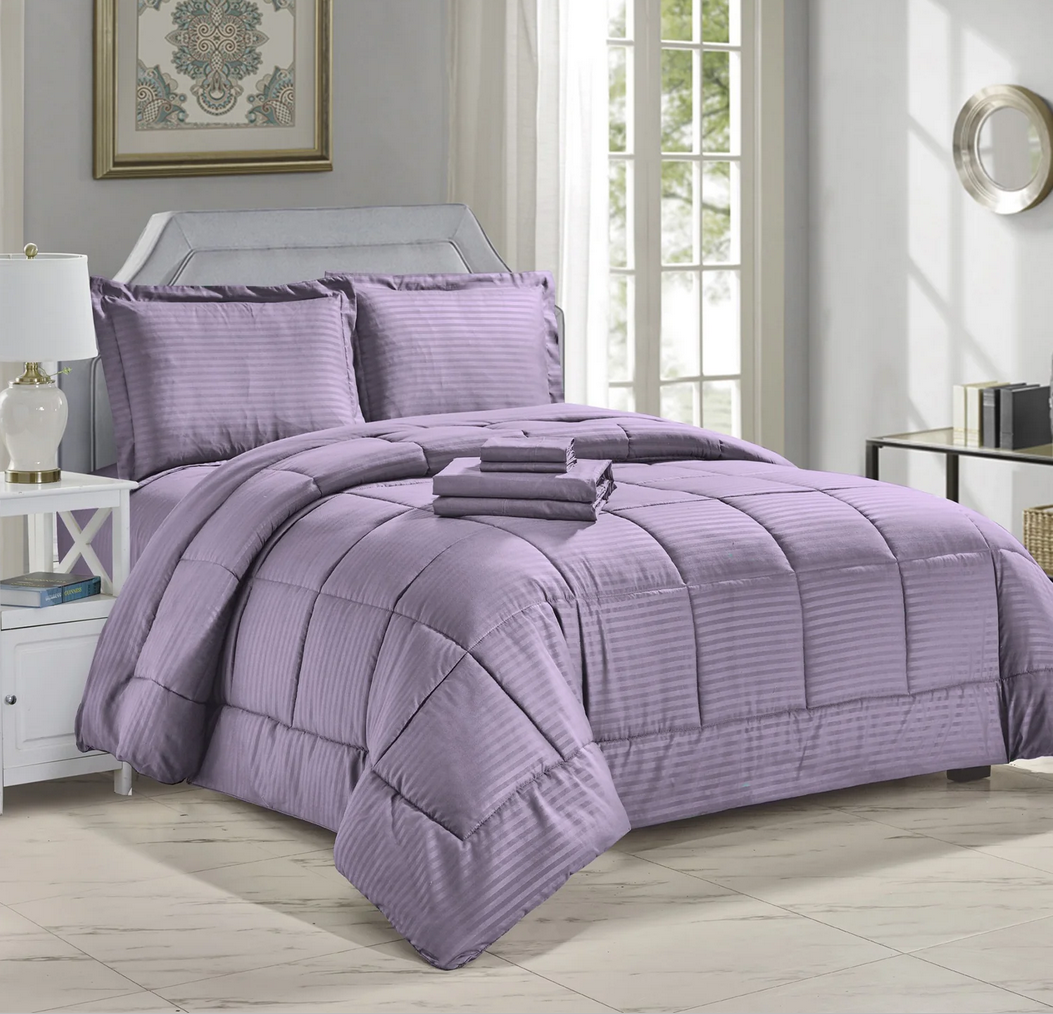 Luxury Home 8PC Down Alt Stripes Comforter Set - Gallery 10