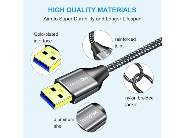 Yeung Qee USB 3.0 A to A Male Cable 6 Disk