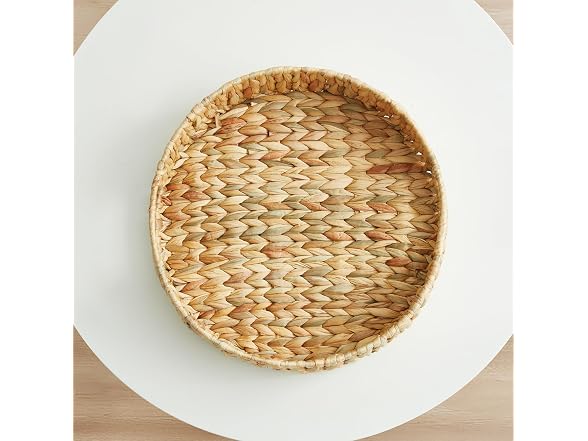 Suptinwear Handwoven Water Hyacinth Rectangular Tray with Handles