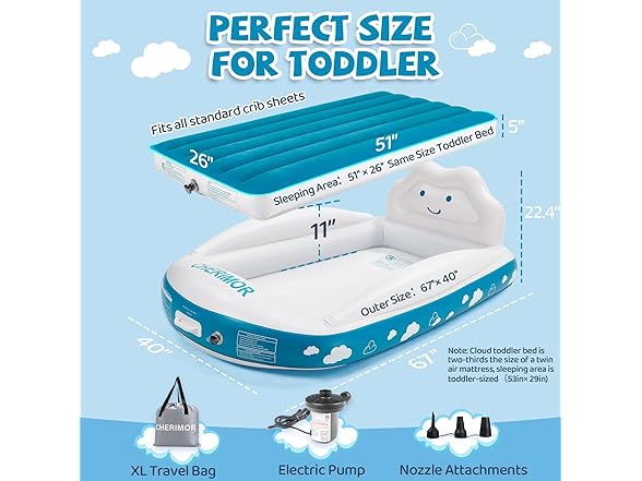 CHERIMOR Inflatable Toddler Travel Bed