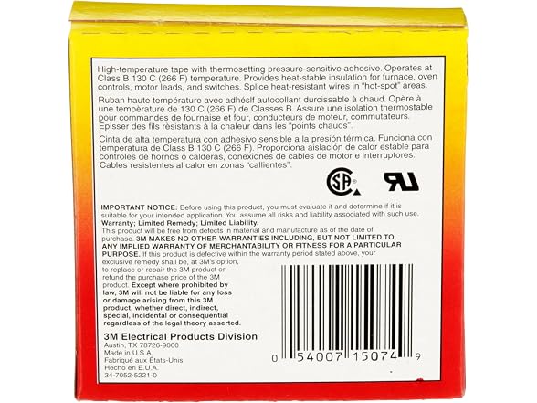 3M Glass Cloth Electrical Tape 27, 3/4 in x 66ft